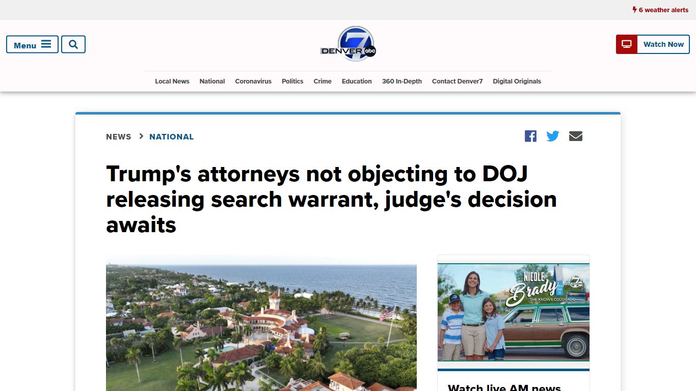 Trump says he doesn't object to DOJ releasing search warrant